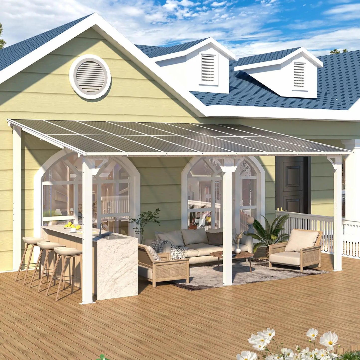 16x10 White Gazebo Pergola For Patio Lean To Shelter Outdoor