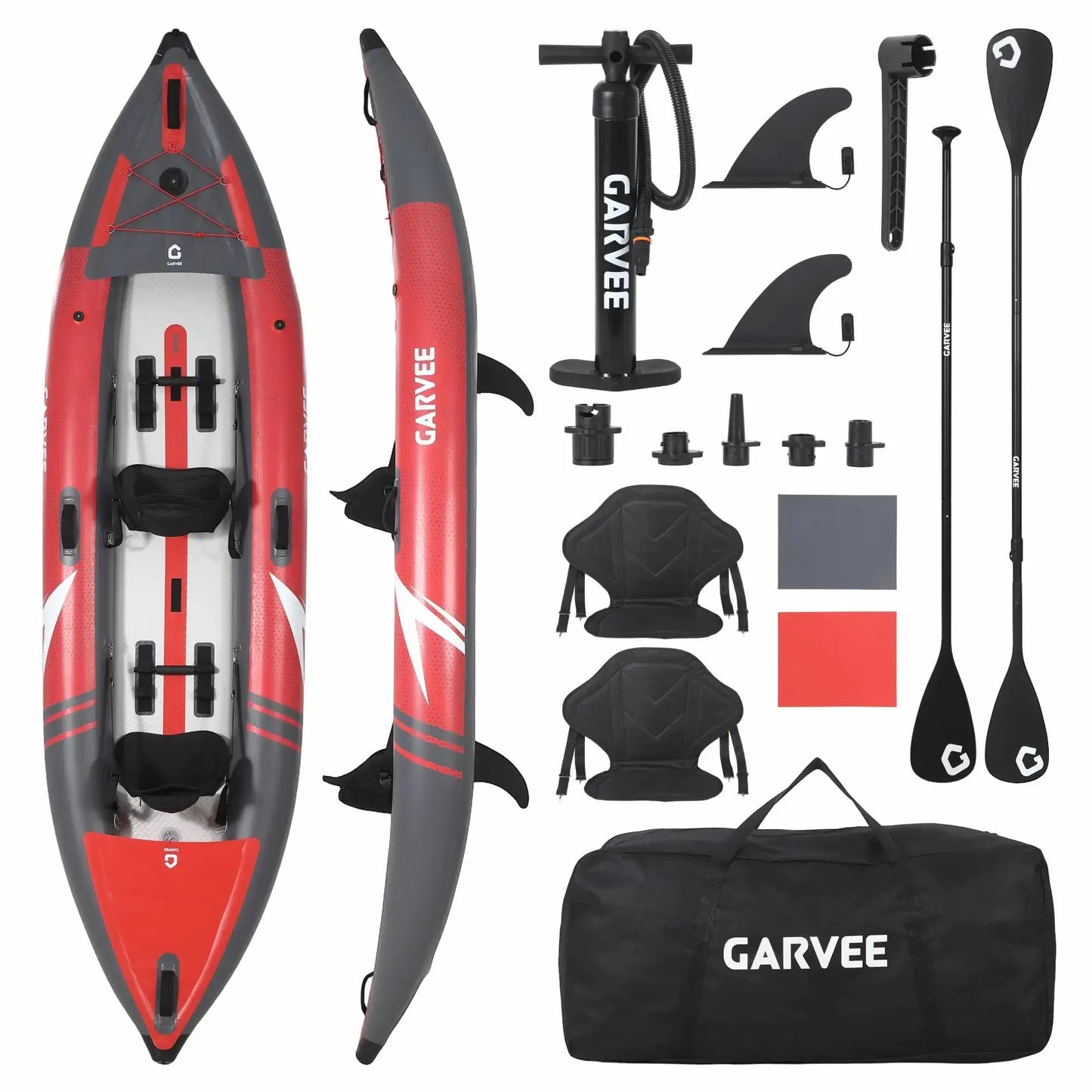 2 Person Inflatable Kayak 12.5 ft, Fishing Kayak for Adults with Padded Seat and 3 Fins, Portable Touring Kayak by Beastly Survival Outlet