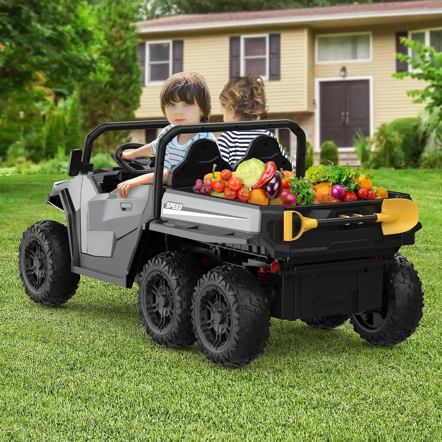 24V 4WD Electric Ride On Dump Truck with Remote Control 2-Seater Kids Ride On Car Music Player & LED Lights Birthday Gift by Beastly Survival Outlet