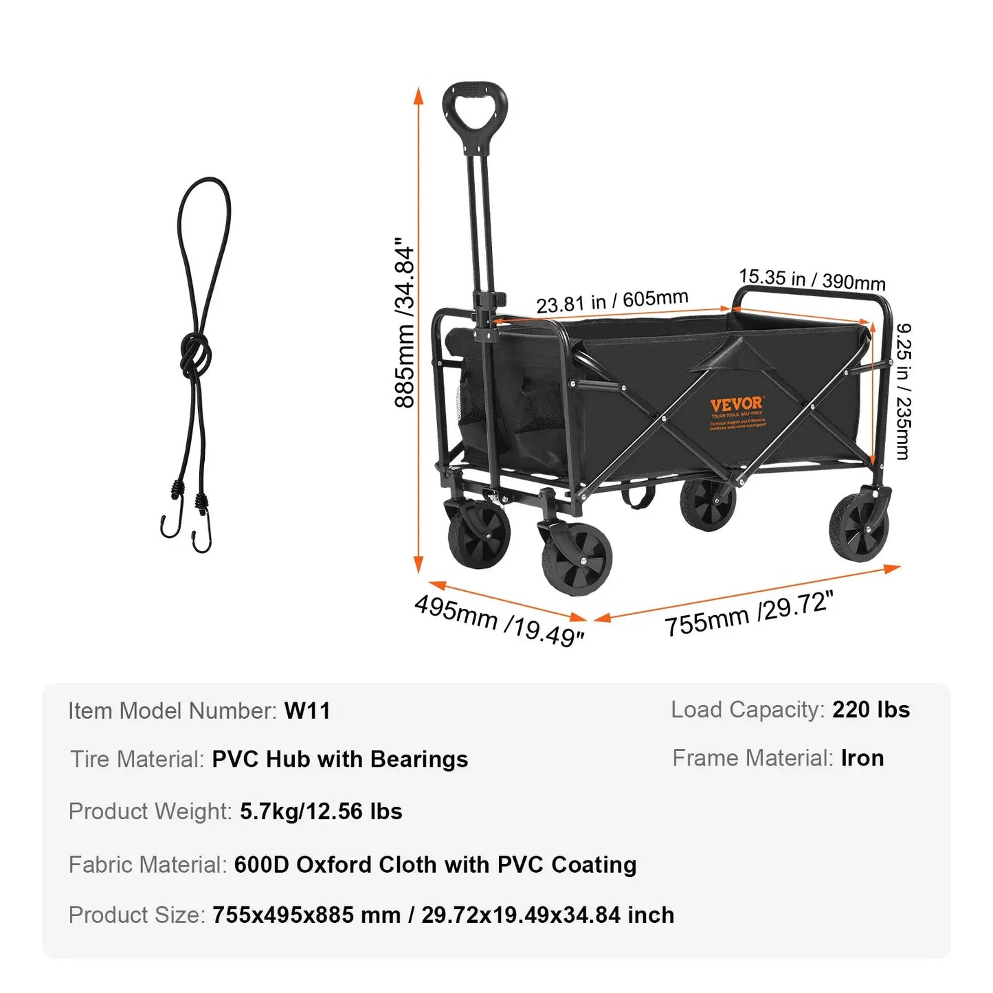 SucceBuy Collapsible Folding Wagon Beach Wagon Cart with All-Terrain Wheels Drink Holder Sport Wagon for Camping Shopping Garden by Beastly Survival Outlet