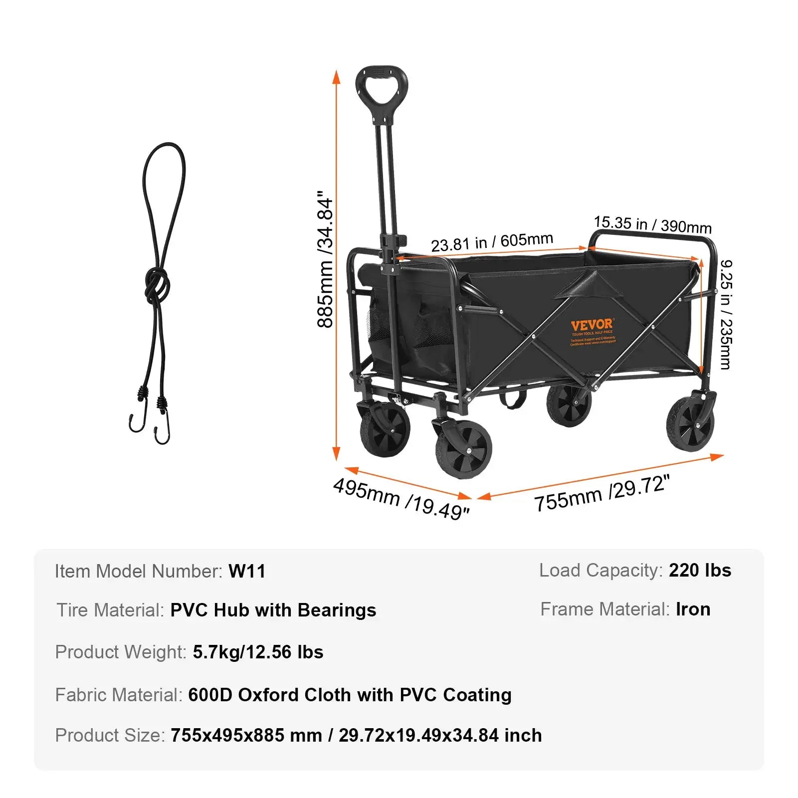 SucceBuy Collapsible Folding Wagon Beach Wagon Cart with All-Terrain Wheels Drink Holder Sport Wagon for Camping Shopping Garden by Beastly Survival Outlet