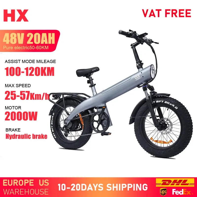 HX Q3 e bike 2000W electric bike 48V 20AH Adult E bike 20Inch Tire Off-Road fatbike City Electric bicycle Mountain e bikes by Beastly Survival Outlet