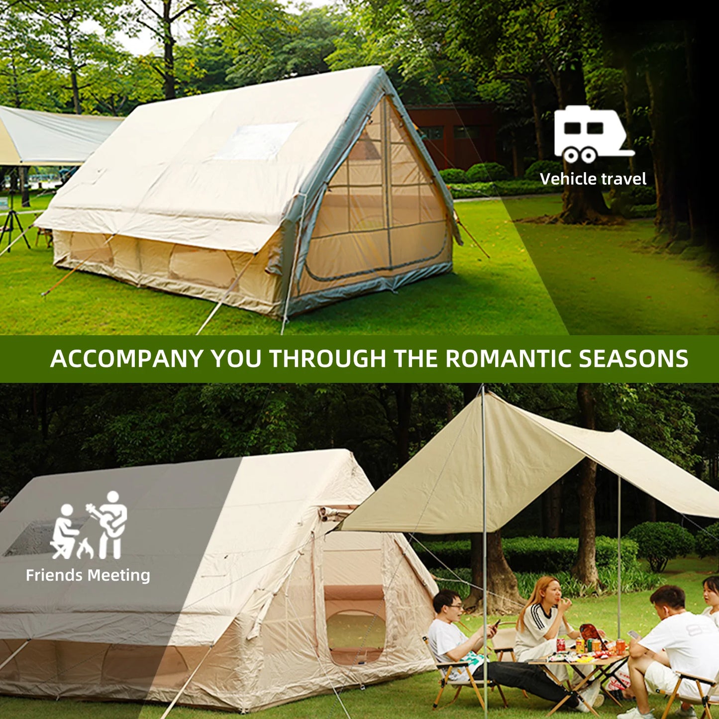 Large Inflatable Camping Tent with Easy Setup Hand Pump