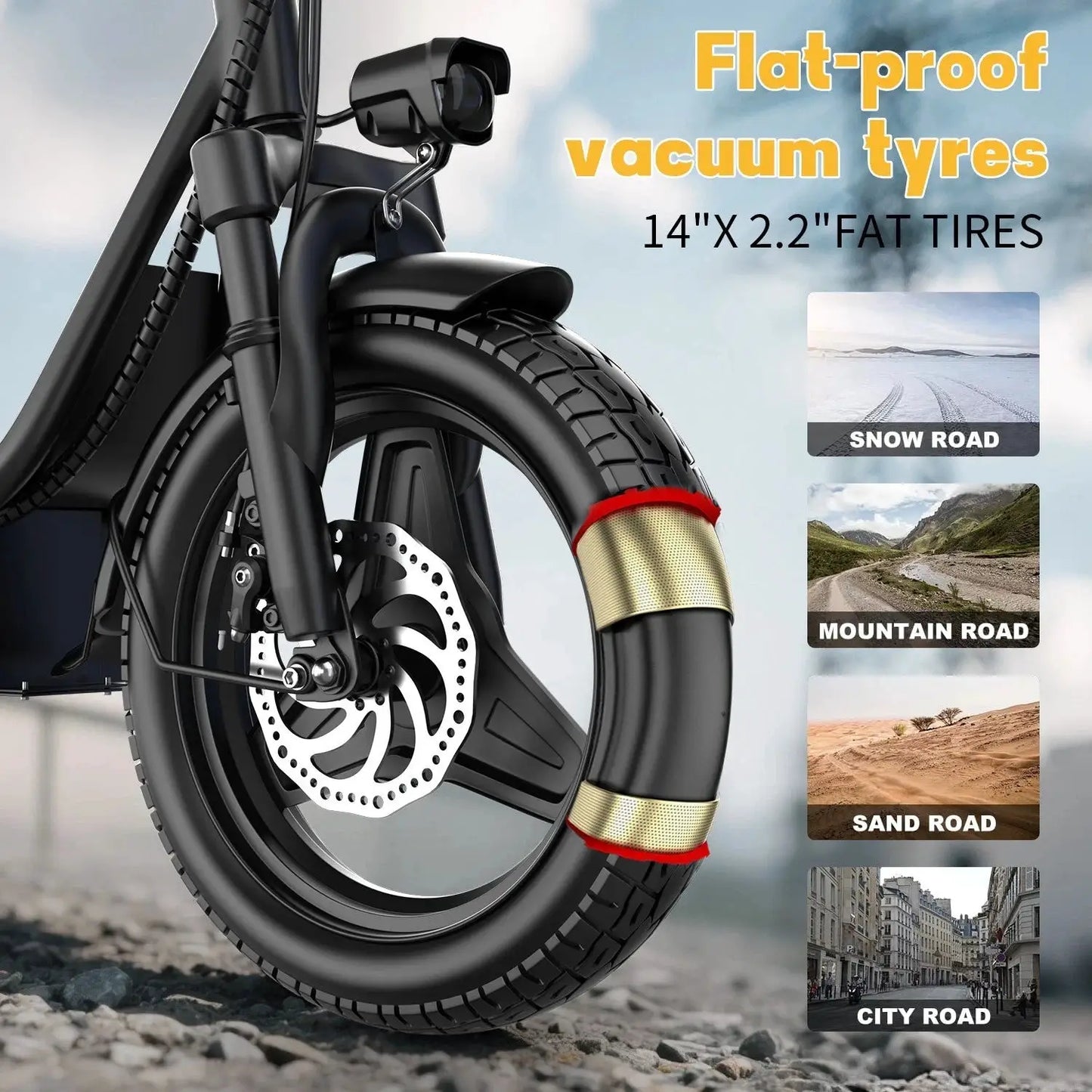 UPlee GQ8 Electric Bike For Adults, Folding Electric Bike, 500W Peak Motor, Scooter EBike With 14" Tire 48V 15AH Battery by Beastly Survival Outlet
