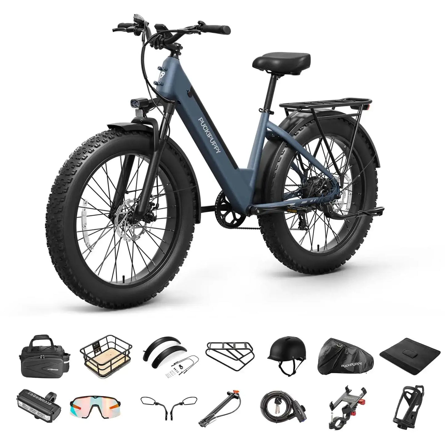 PUCKIPUPPY Samoyed Electric Bike 960W Peak 28MPH Commuter E-Bike All Terrain 26" Fat Tire Electric Bicycle with 2-Year Warranty by Beastly Survival Outlet