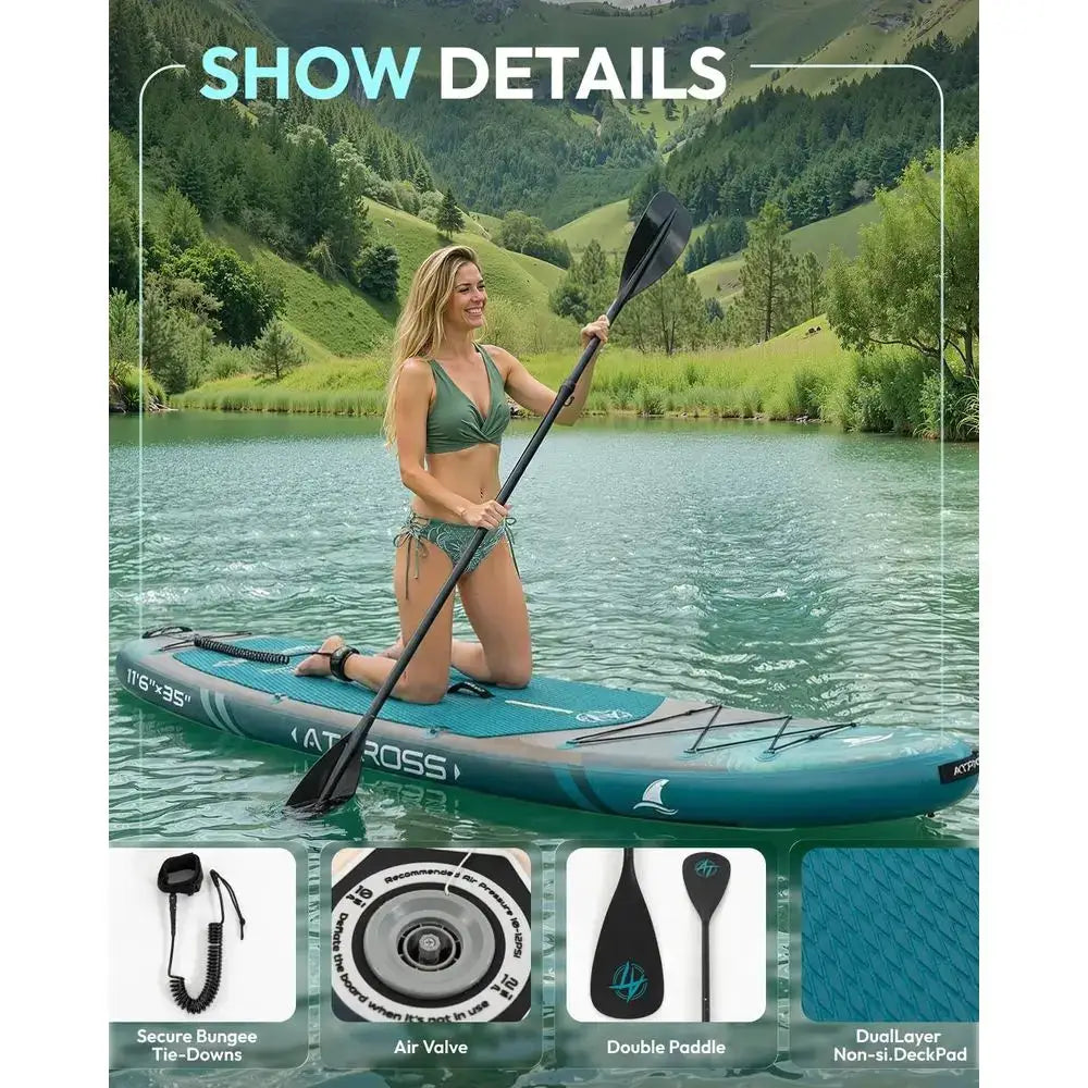 Inflatable Paddle Board, 450lbs Extra Wide Stand Up Paddleboard for Adults with Premium SUP Accessories Kit amp Backpack, Blow by Beastly Survival Outlet
