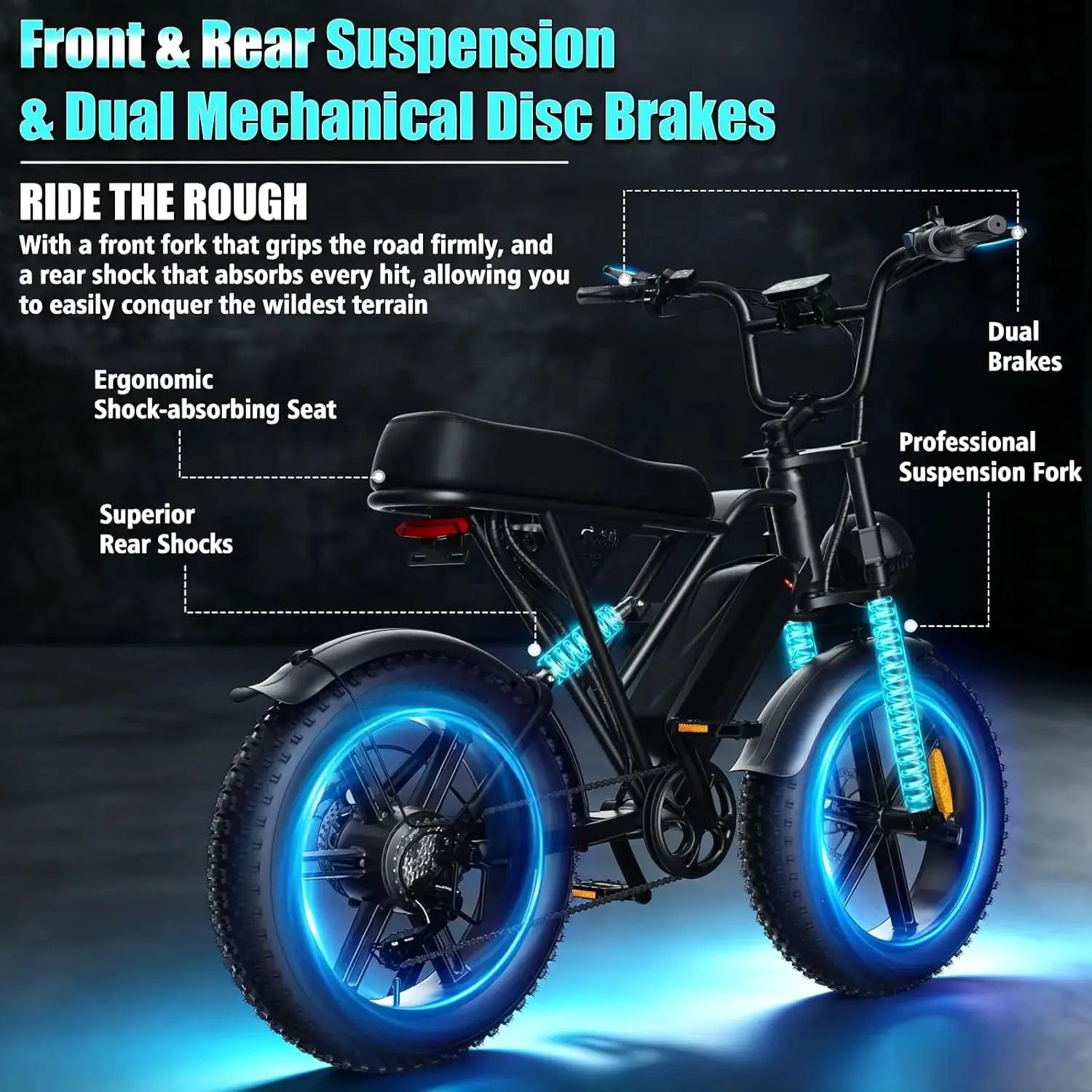 Adults Electric Dirt Bike 1500W Motor 30 MPH High-Speed E-Bike 48V 15AH Battery Off-Road E-Motorcycle for Electric Bicycle by Beastly Survival Outlet
