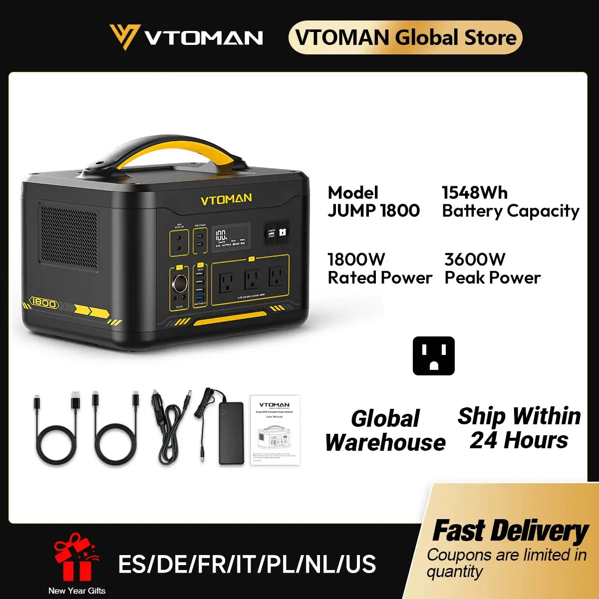 VTOMAN JUMP 2200 / JUMP 1800 Portable Power Station 828/1548Wh LiFeP04 Battery Solar Generator Solar for Home Outdoor Camping by Beastly Survival Outlet