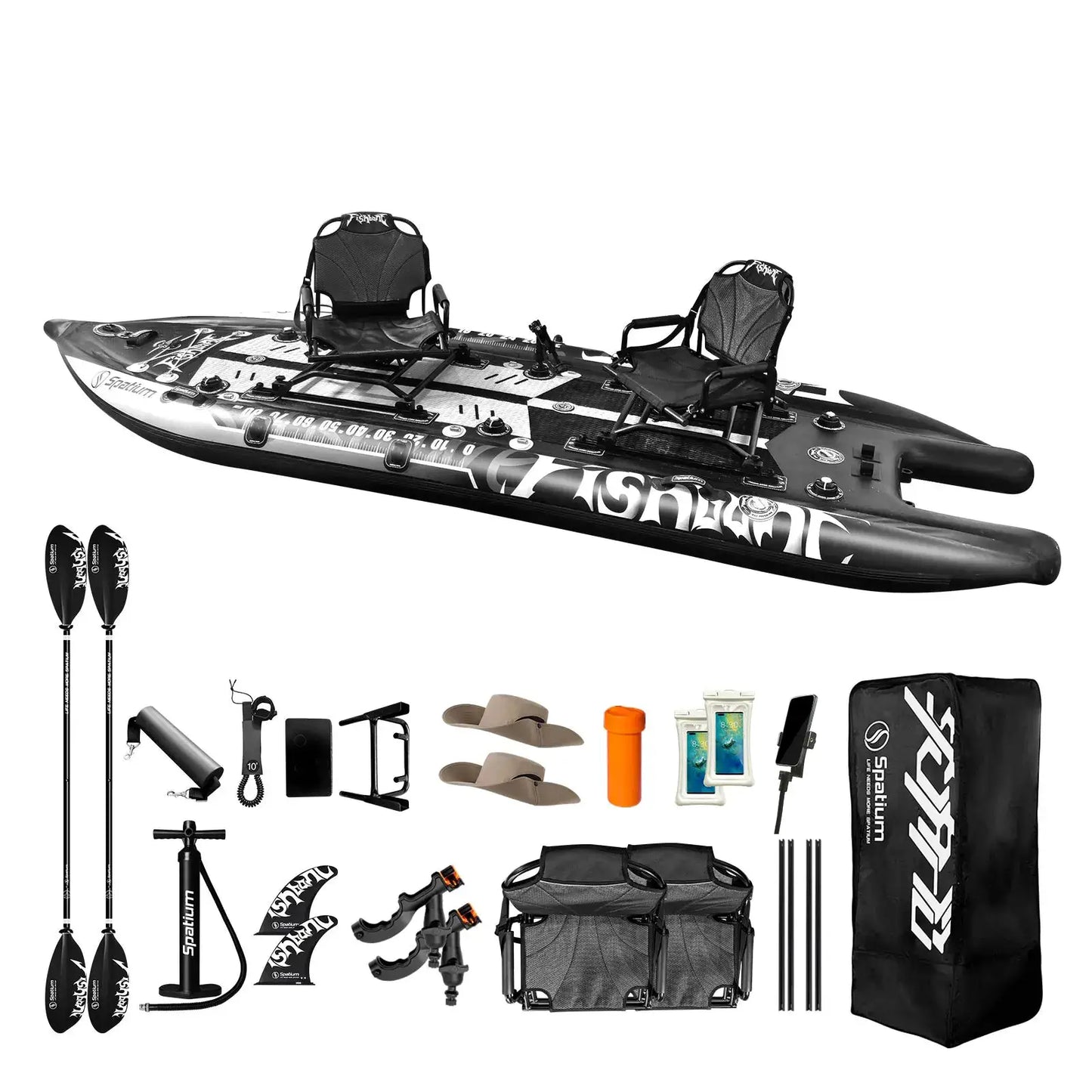 Inflatable Fishing Paddle Board Triple Chamber Stand Up Paddle Board 11'*48"*6",Fishing Kayak with Motor and Premium Accessories by Beastly Survival Outlet