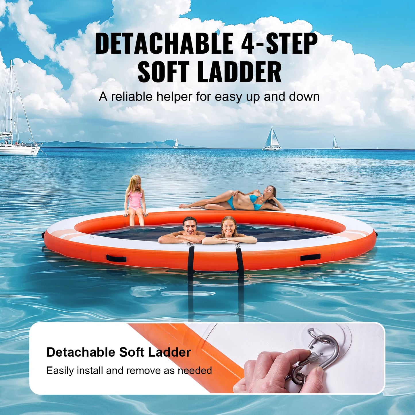 SucceBuy Inflatable Floating Dock 10x8 Ft With Ladder