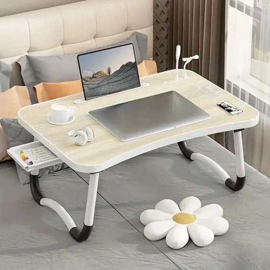 Portable Laptop Table With USB Light Cup Holder Foldable