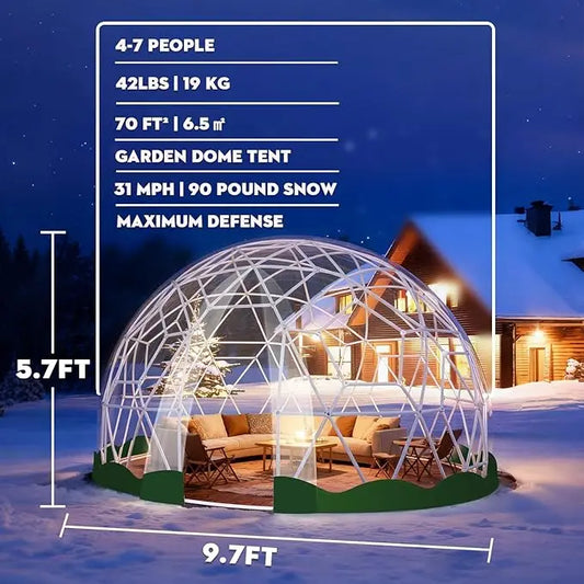 All Weather Clear Geodesic Dome Tent 9.6 PVC Bubble Campers