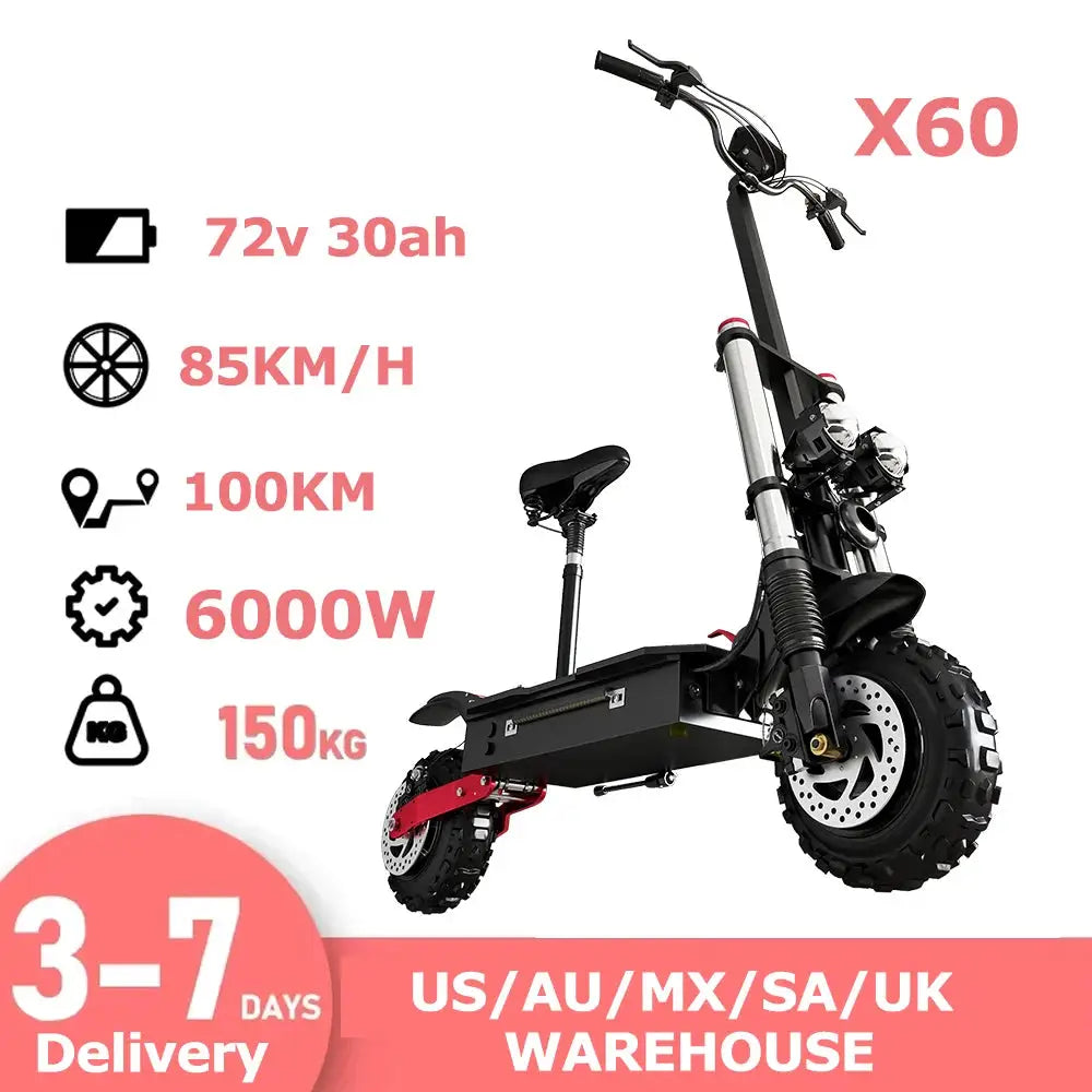 3200W/6000W Dual Motor Electric Scooter for Adults 20AH-26AH Lithium Battery Foldable Electric Scooter with Seat/No Seat by Beastly Survival Outlet