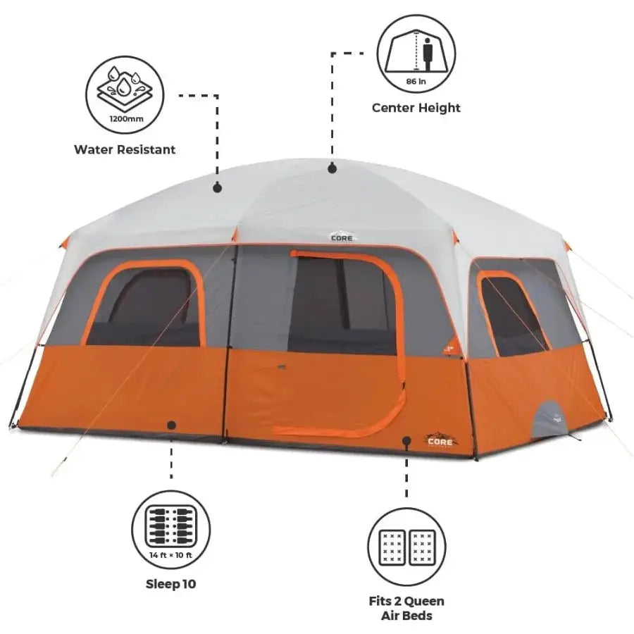 Tent for Family Camping 10 Person/ 11 Person/ 12 Person Large Multi Room Cabin Tents for Car Camping and Outdoor Adventures by Beastly Survival Outlet