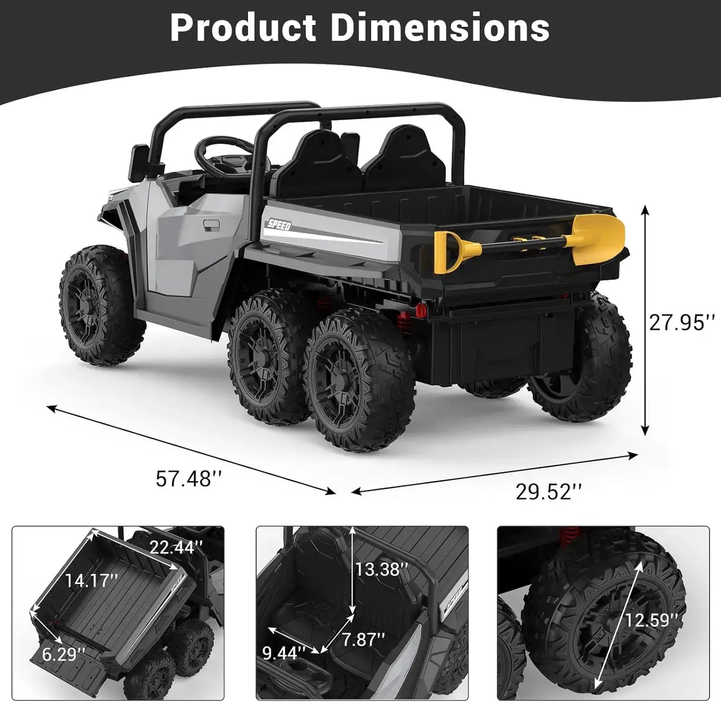 24V 4WD Electric Ride On Dump Truck with Remote Control 2-Seater Kids Ride On Car Music Player & LED Lights Birthday Gift by Beastly Survival Outlet