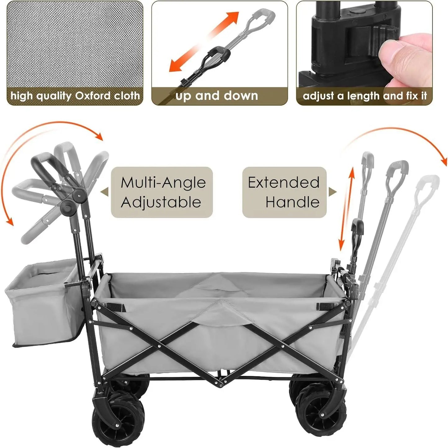 262L Collapsible Garden Cart With Removable Canopy 115kg