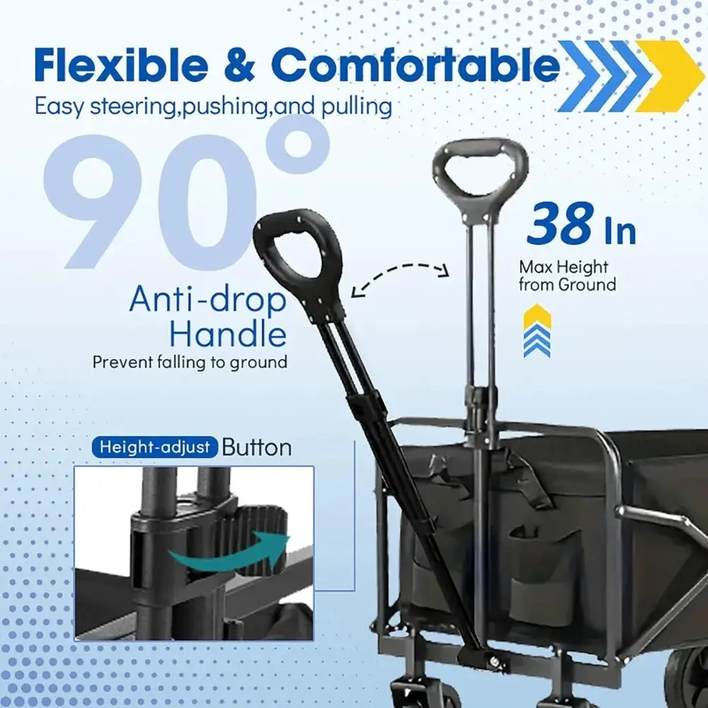 Collapsible Wagon Cart All Terrain Wheels Heavy Duty Grocery by Beastly Survival Outlet