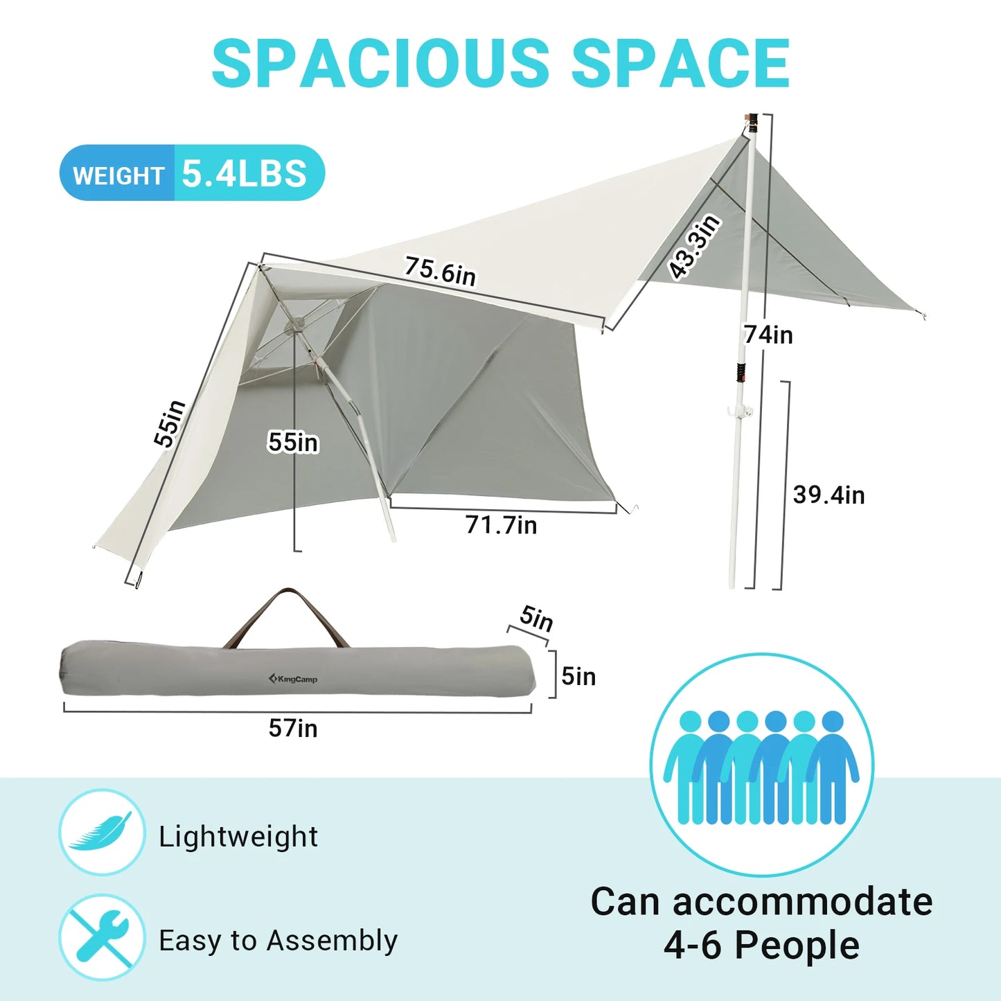 KingCamp Beach Umbrella Tent Outdoor Sun Shelter for Camping