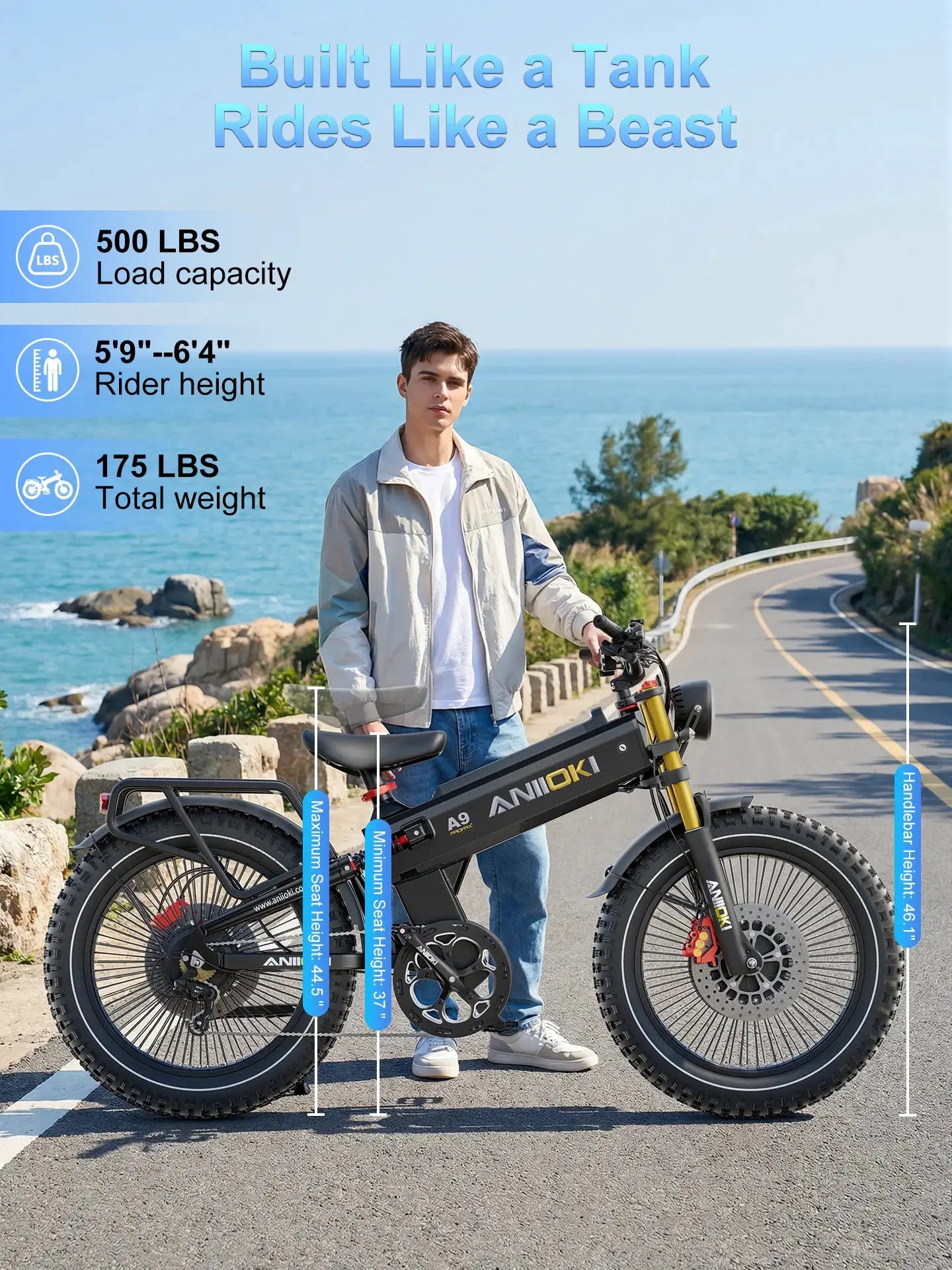 ANIIOKI Electric Bike 6000W 60V Dual Motors Ebike aniioki a9 pro max electric bike adults 45mph aniioki ebike Suspension AirFork by Beastly Survival Outlet