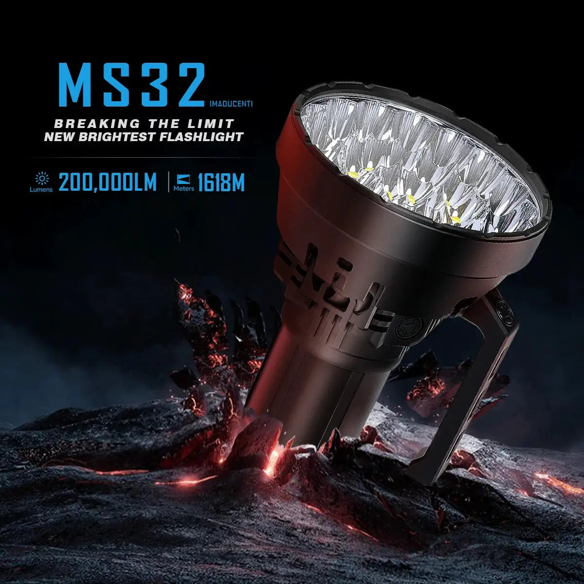 IMALENT MS32 200000 Lumen Super Bright Flashlight Range 1618m High Power Flashlight LED rechargeable Professional Searchlight by Beastly Survival Outlet