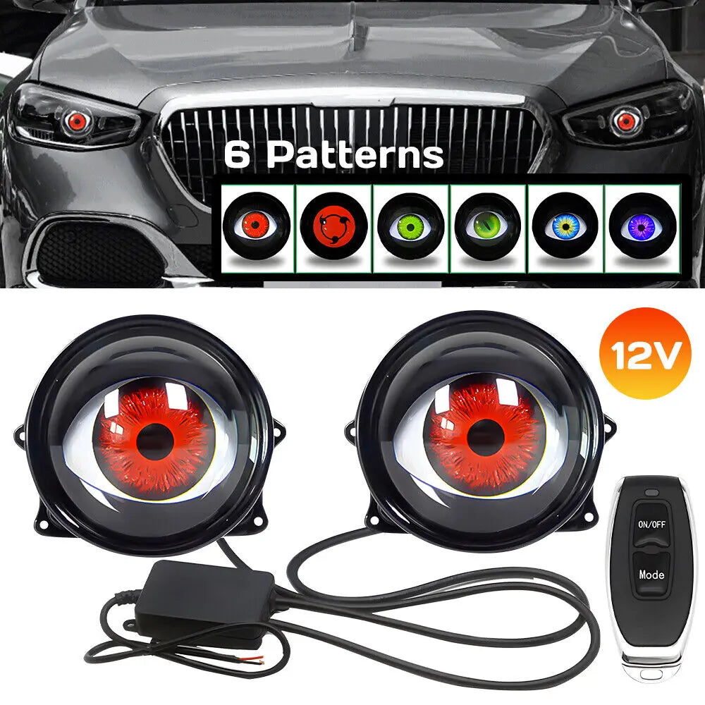 LED Devil Eye Lights 6 Modes 12V Car Remote Atmosphere Lamps