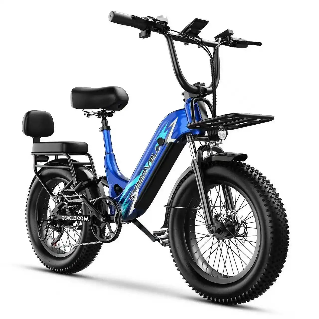 Cybervelo 1000W Peak Step-Thru Electric Bike for Adults 20" Fat Tire 7-Speed Commuter E-Bike Up to 80 Miles Long Range 48V 20Ah Removable Battery EK12 EK8 by Beastly Survival Outlet