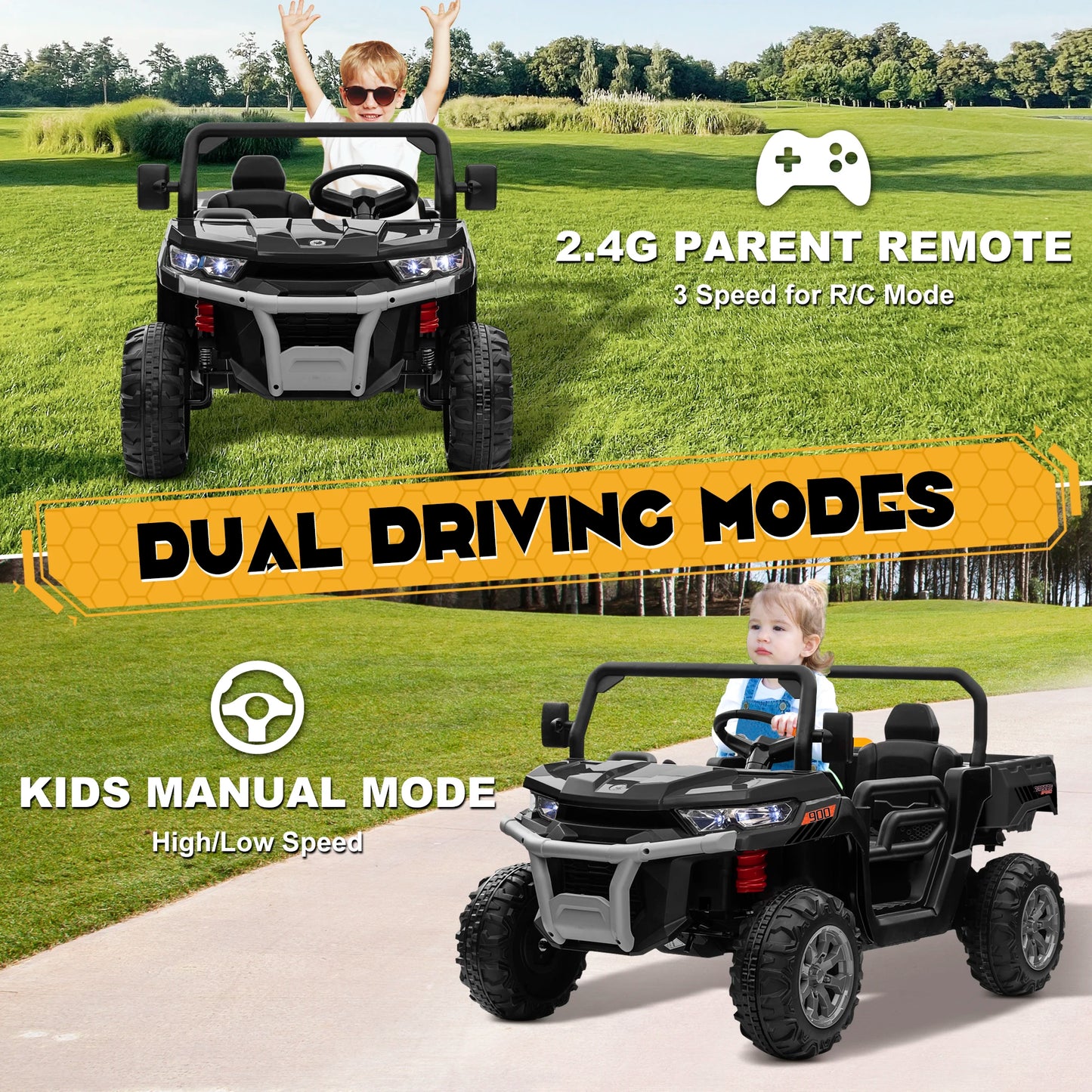 24V Ride On Dump Truck 2 Seater Kids UTV With Remote