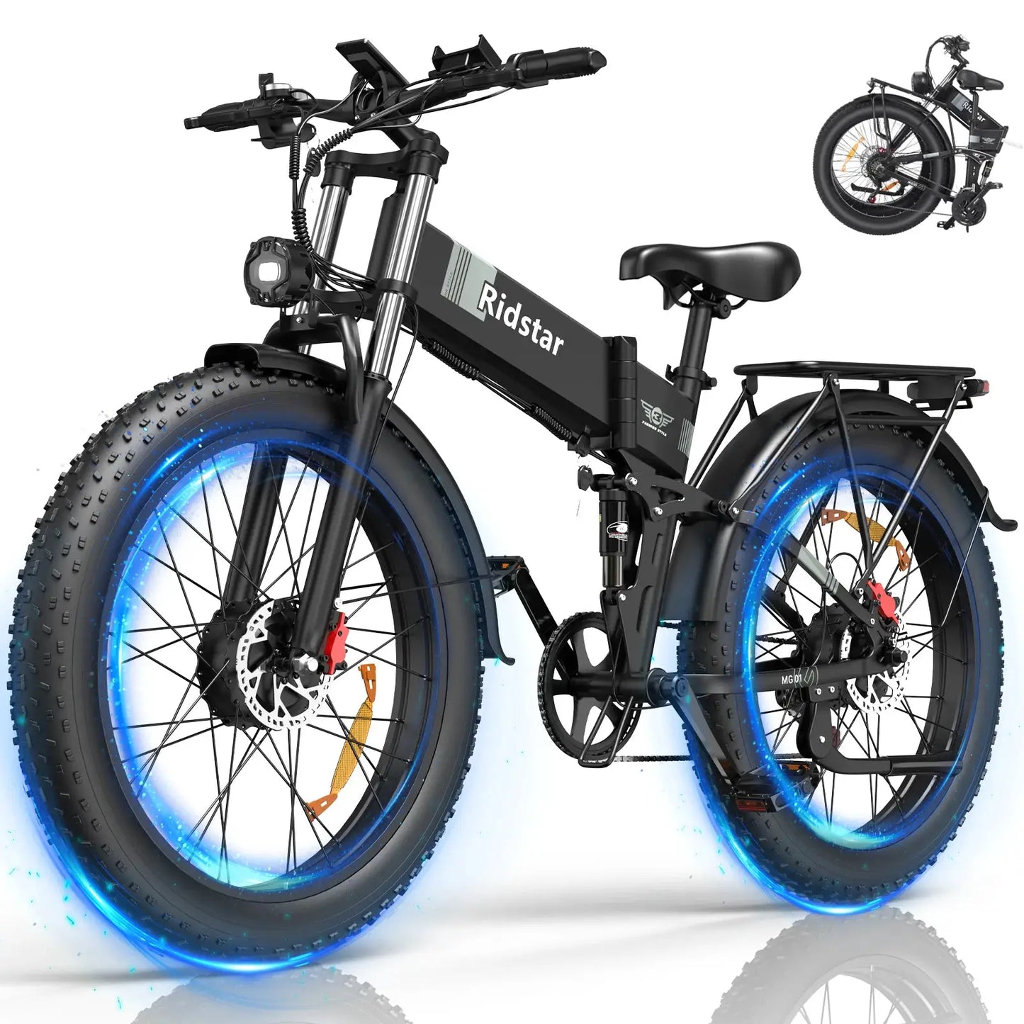 Ridstar H26Pro Folding Electric Bike 2000W 37MPH 48V 23Ah 26" Fat Tire City Commuter E-Bike for Men Women Foldable Bicycle by Beastly Survival Outlet