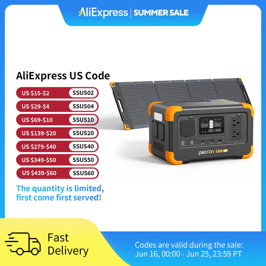 Pecorn E300LFP Portable Power Station and 100W Solar Panel
