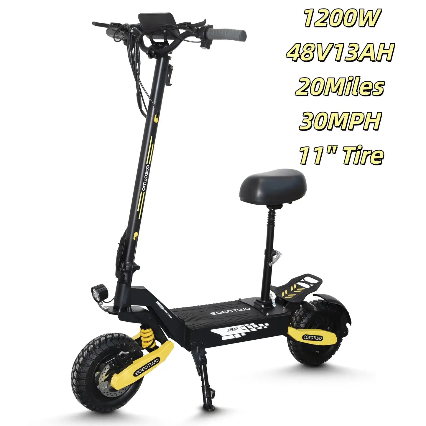 EOEOTWO 1200W Off Road Electric Scooter for Adults 48V Long Range E-Scooter 30MPH Fast Speed 11" Tubeless Tire Foldable Kick Scooter by Beastly Survival Outlet