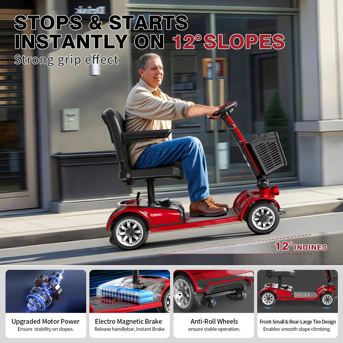 UNIFICARE Red Foldable 4 Wheel Mobility Scooter, 20AH Large Capacity Battery Adjustable Seat Electric Scooter For Senior Elderly by Beastly Survival Outlet UNIFICARE Red Foldable 4 Wheel Mobility Scooter, 20AH Large Capacity Battery Adjustable Seat Electric Scooter For Senior Elderly Beastly Survival Outlet