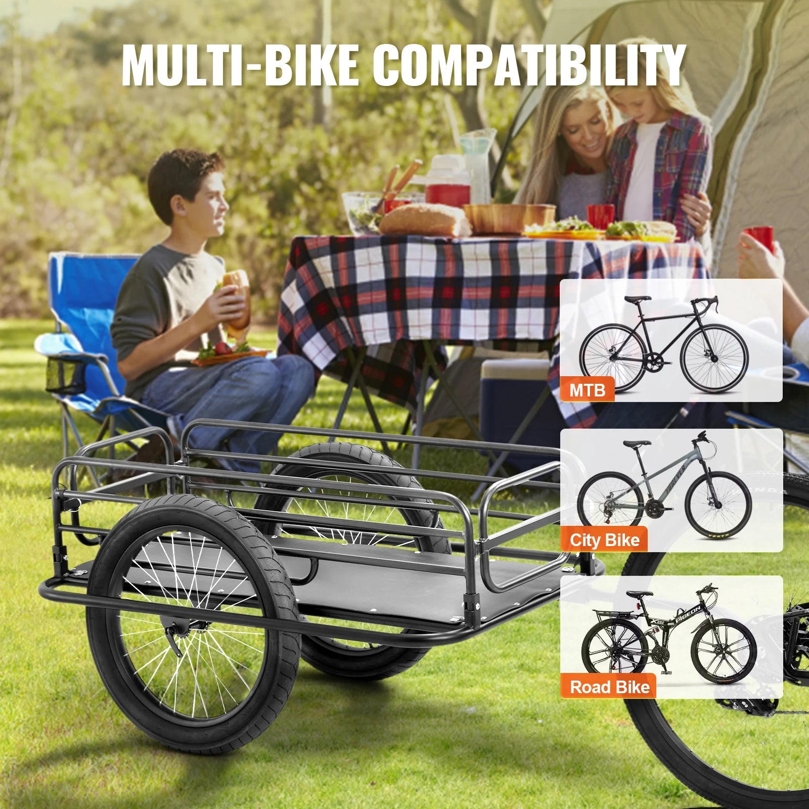 SucceBuy 275 lbs Bike Cargo Trailer Bicycle Wagon Cart Foldable Compact Storage with Universal Hitch 20" Wheels fits Most Bike by Beastly Survival Outlet