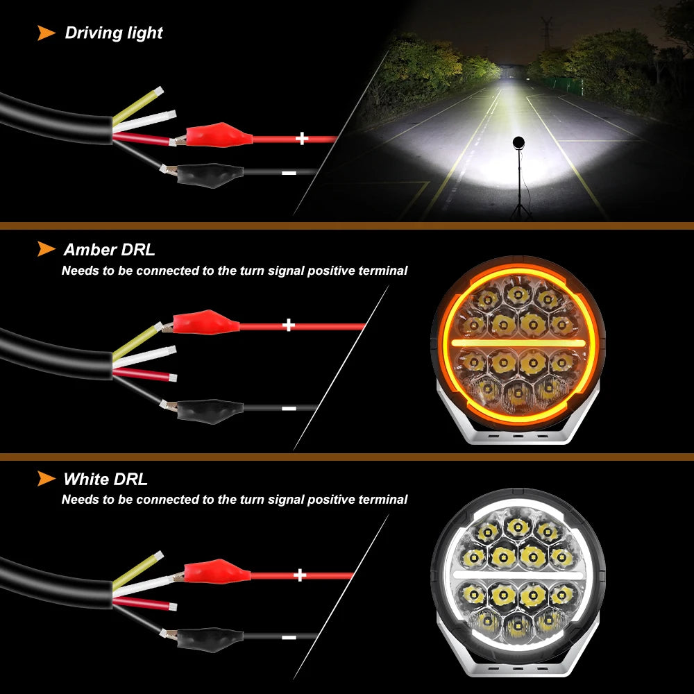 Co Light Six Point Five Inch Led Offroad Driving Lights White Amber Drl Spot Flood Combo 60000lm For 4x4