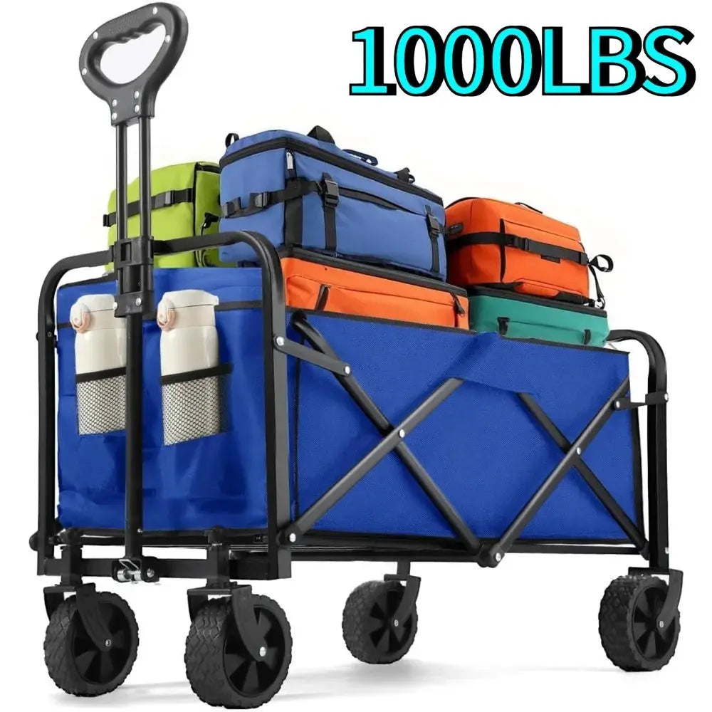 Collapsible Wagon Cart All Terrain Wheels Heavy Duty Grocery by Beastly Survival Outlet