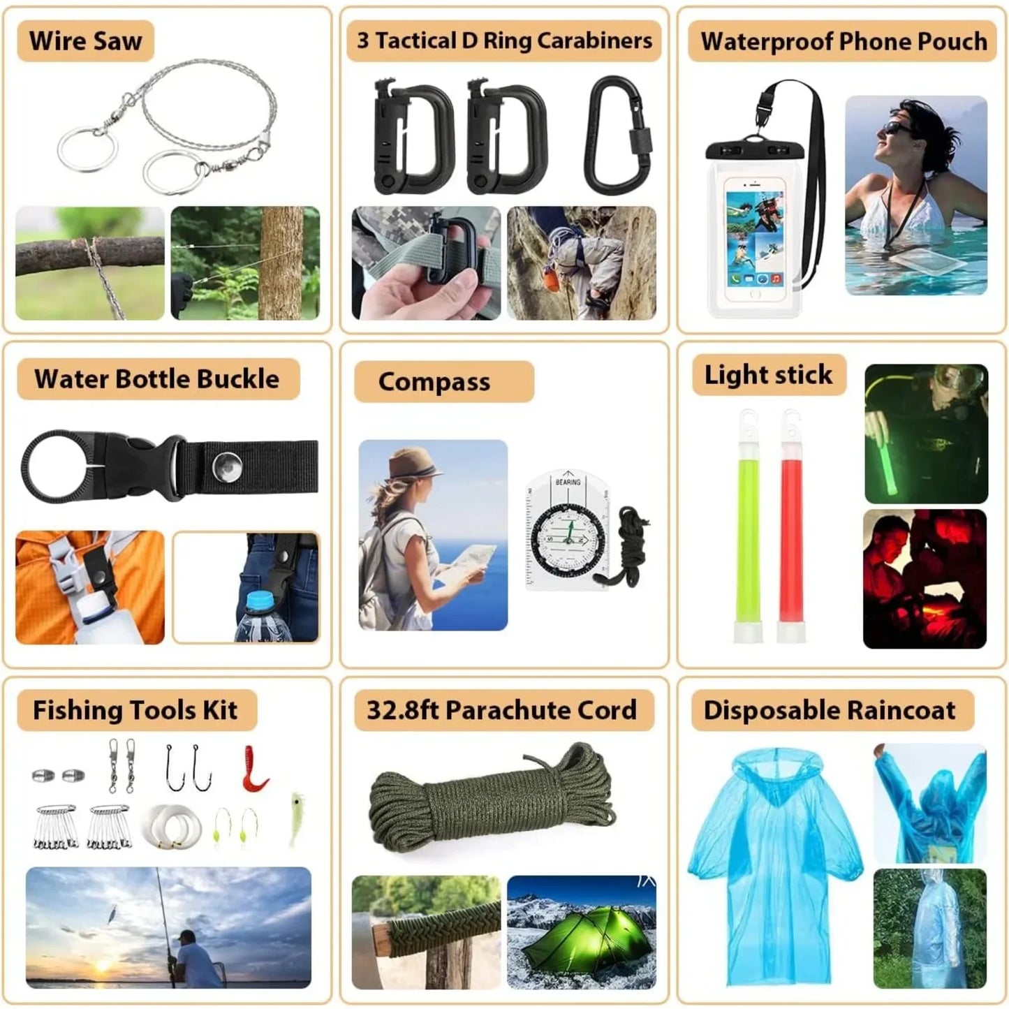 250 In 1 Survival Kit With MOLLE System Emergency Gear Tents