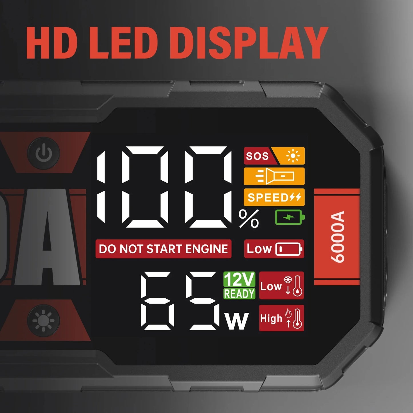 Car Jump Starter 6000A Portable Power Bank PD65W 12V