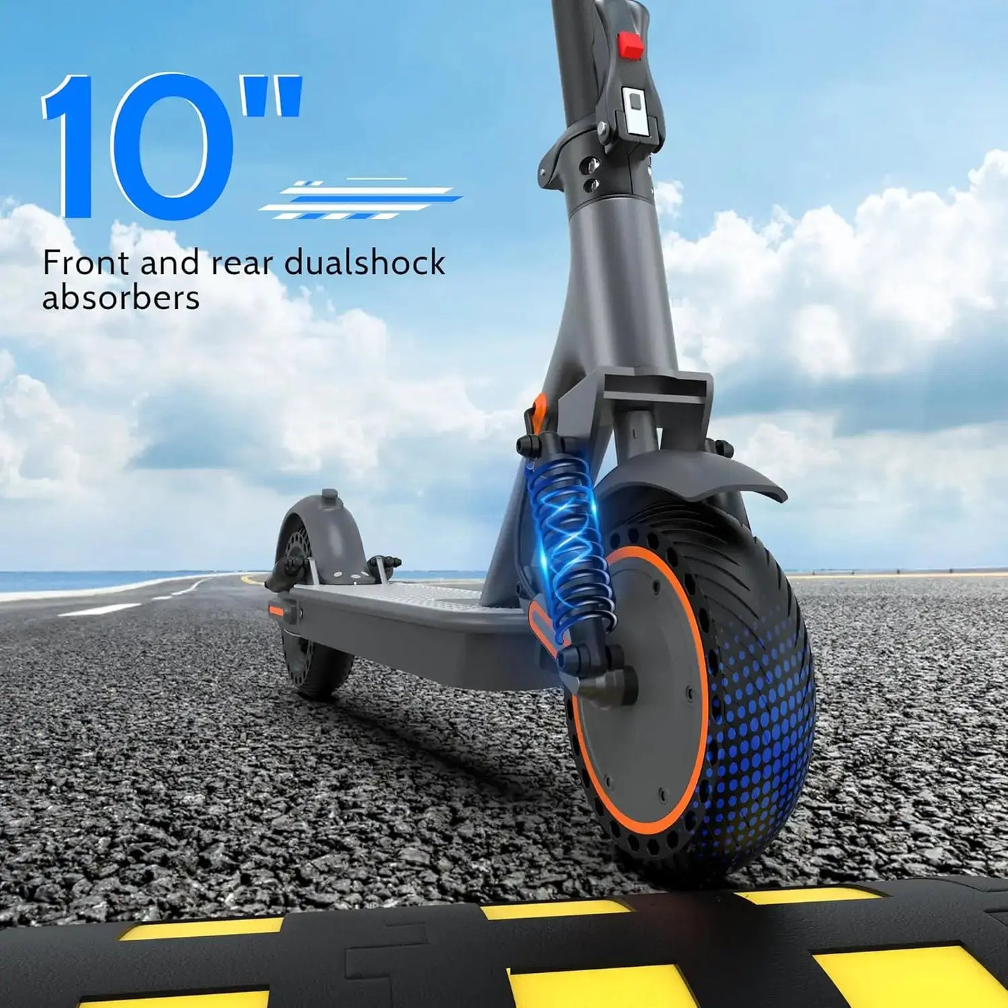 10inch Honeycomb Solid Tire Electric Scooter 500W 22MPH Smart APP Control Scooter Dual Shock-absorbing Anti-skid & Dual Braking System Folding E-Scooter for Commuting by Beastly Survival Outlet