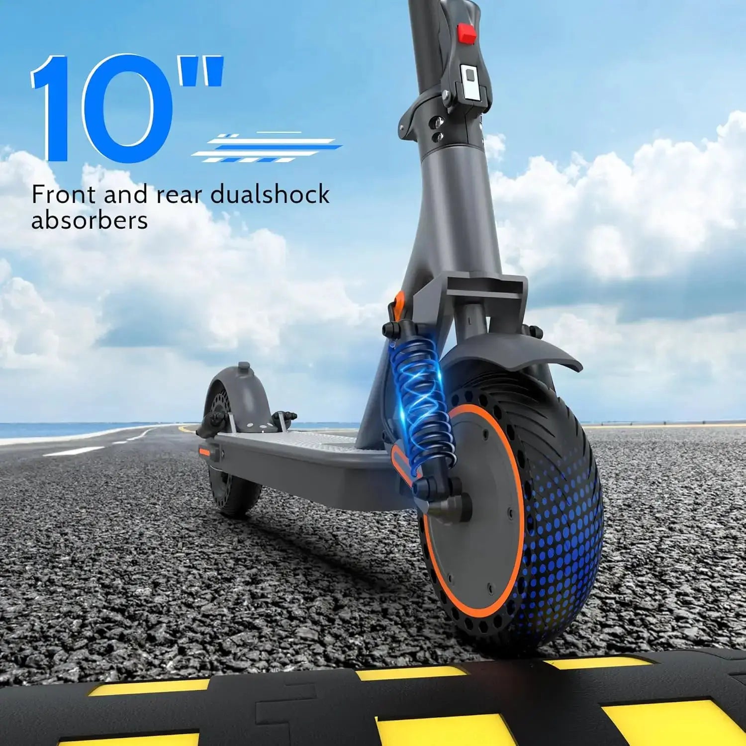 10inch Honeycomb Solid Tire Electric Scooter 500W 22MPH Smart APP Control Scooter Dual Shock-absorbing Anti-skid & Dual Braking System Folding E-Scooter for Commuting by Beastly Survival Outlet