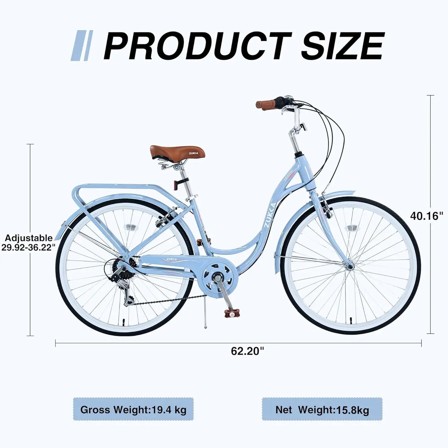 Women’s 24 26 Inch Beach Cruiser Bike 7 Speed Adjustable Seat