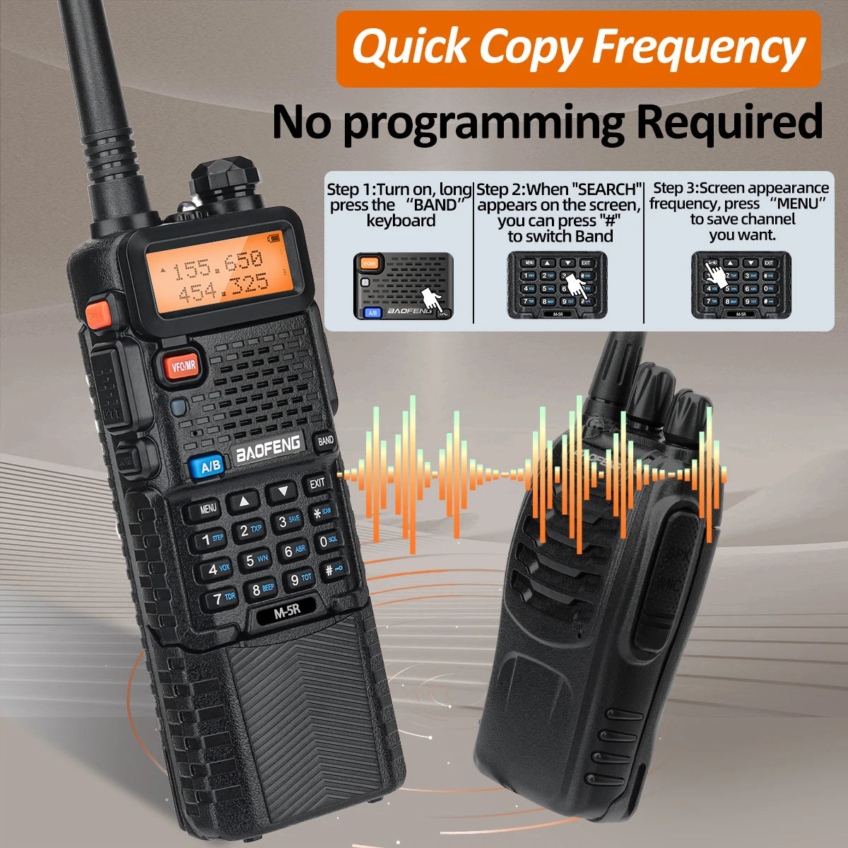Baofeng M-5R 8W Walkie Talkies Dual Pack 3800mAh Battery Pro