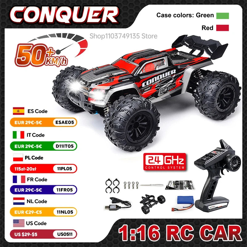 WLtoys 1 To 16 Scale Large RC Car 50kmh High Speed 4WD Truck