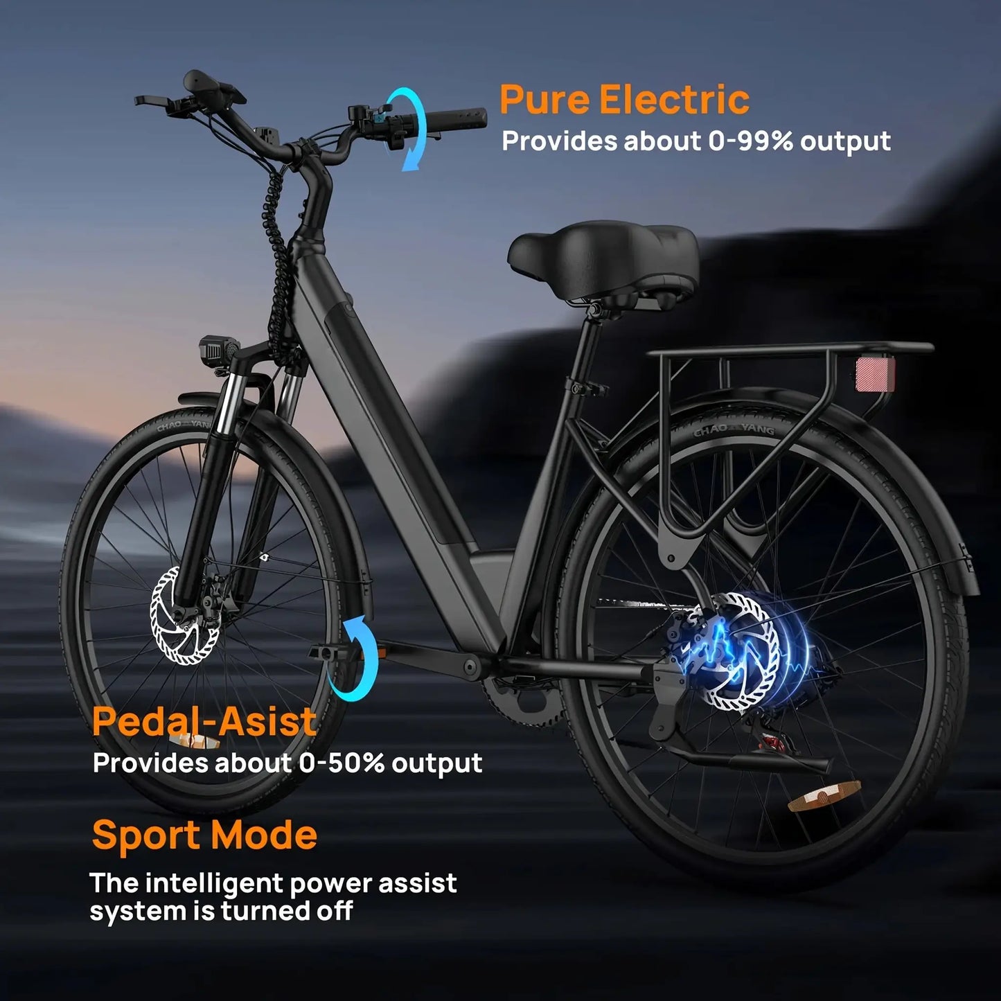 Peak 750W E26 Electric Bike for Adults | 48V 10.4Ah Removable Battery, Top Speed 20MPH, 26''X2" Standard Tire, 7-Speeds by Beastly Survival Outlet