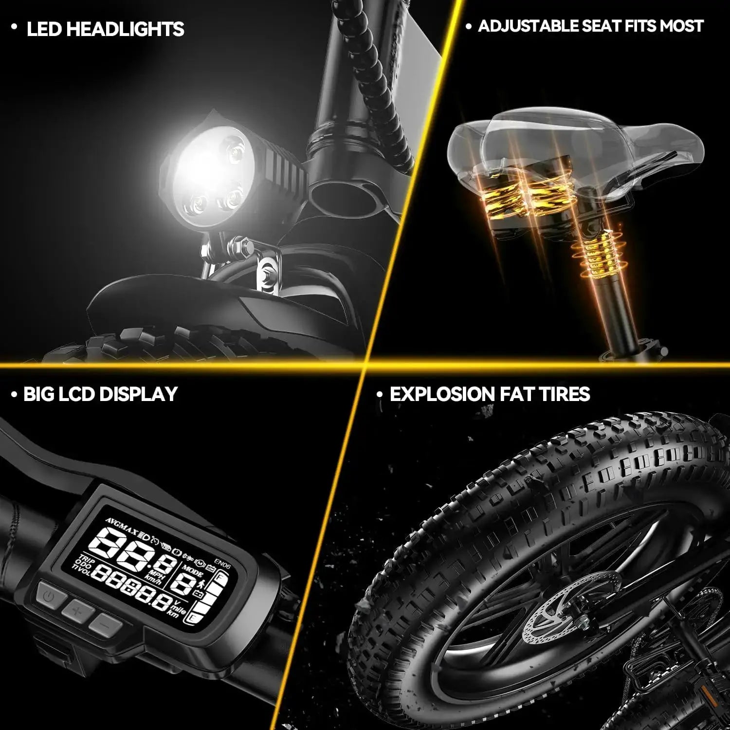 Cybervelo 1000W Electric Bike for Adults 48V 20.8Ah Large Removable Battery Foldable 20 Inch Fat Tire Urban Commuting Mars700 by Beastly Survival Outlet