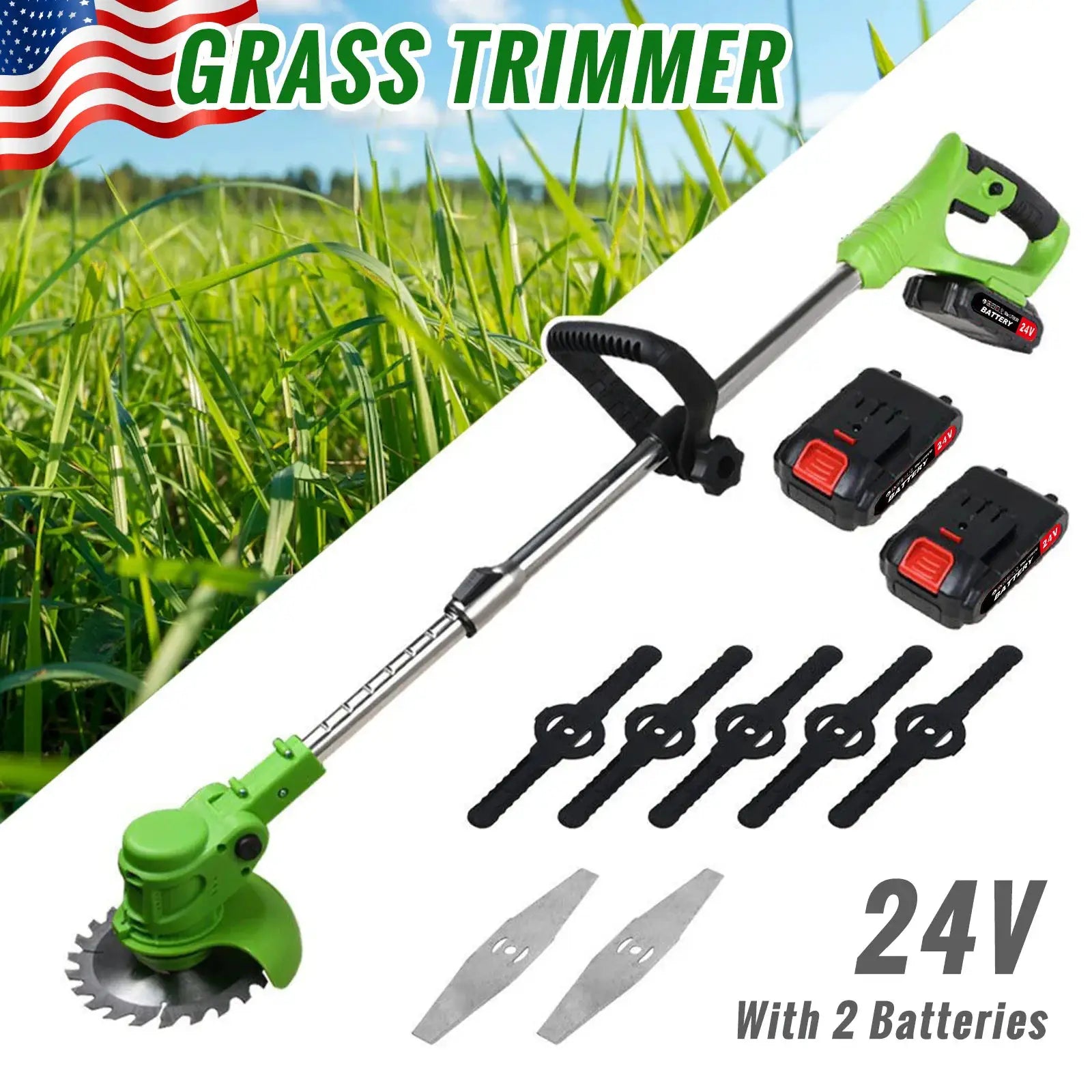 Weed Trimmer Lawn Electric Brushles 2-in-1 Cordless String Grass Trimmer Cutter Fast Charger With 2 xBattery for Yard Garden by Beastly Survival Outlet