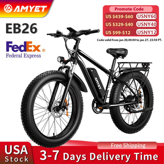 AMYET Electric Bike EB26 1500W 48V Fat Tire Mountain Bicycle