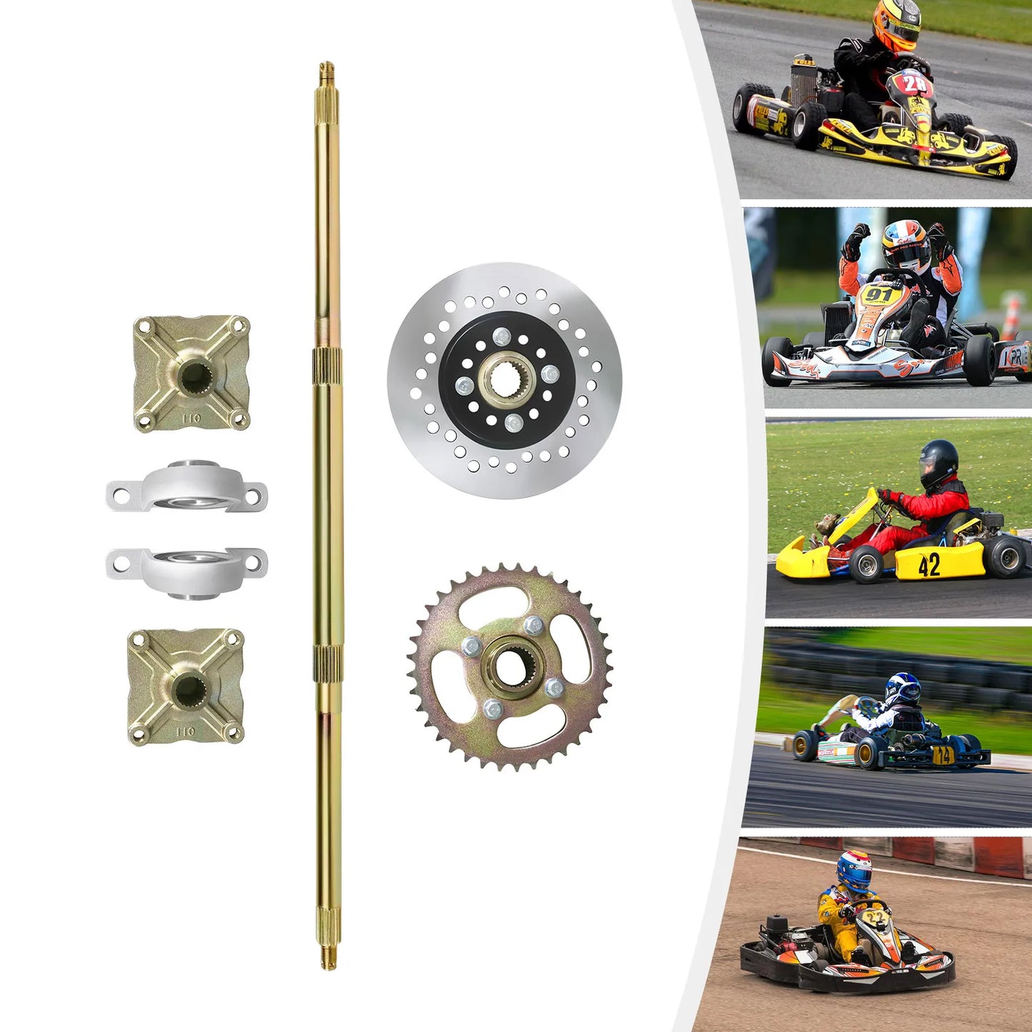 32 Inch Go Kart Rear Axle Assembly Kit Complete Wheel Hub