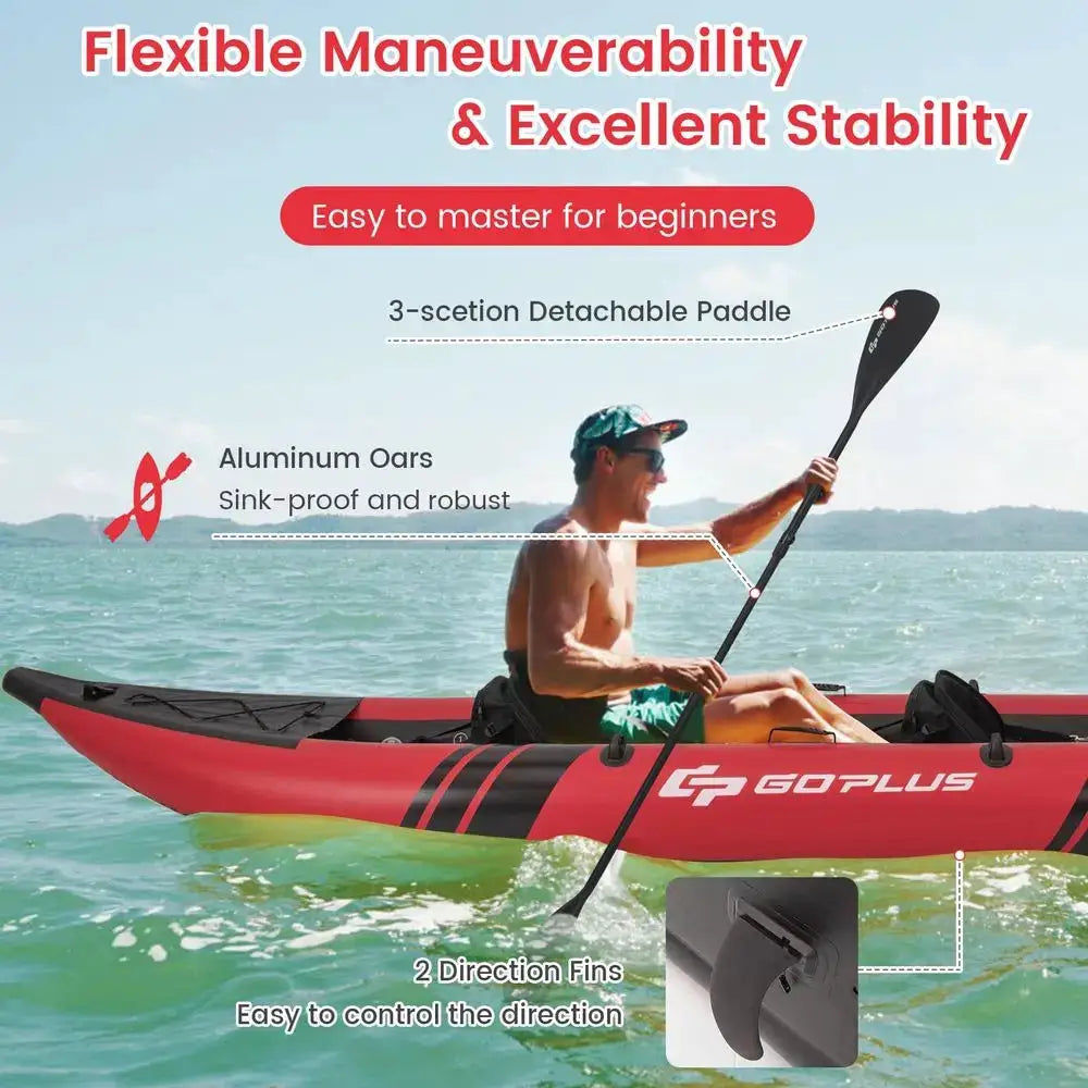 Tandem Inflatable Kayak, 12.5FT 2Person Kayak For Adults W 507 LBS Weight Capacity, 2 Aluminium Oars, Padded Seat, 2 Fins,Custom by Beastly Survival Outlet
