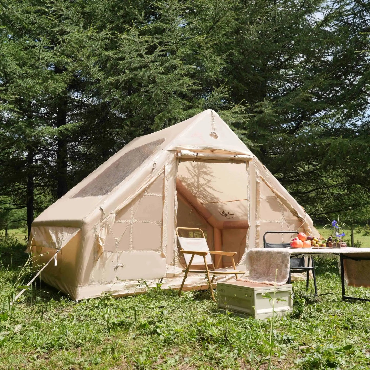 PAKICETUS Inflatable Tent With Skylight, Quick Setup Blow Up Tents With Pump, 4-6 PersonOutdoor Family Luxury Tent by Beastly Survival Outlet