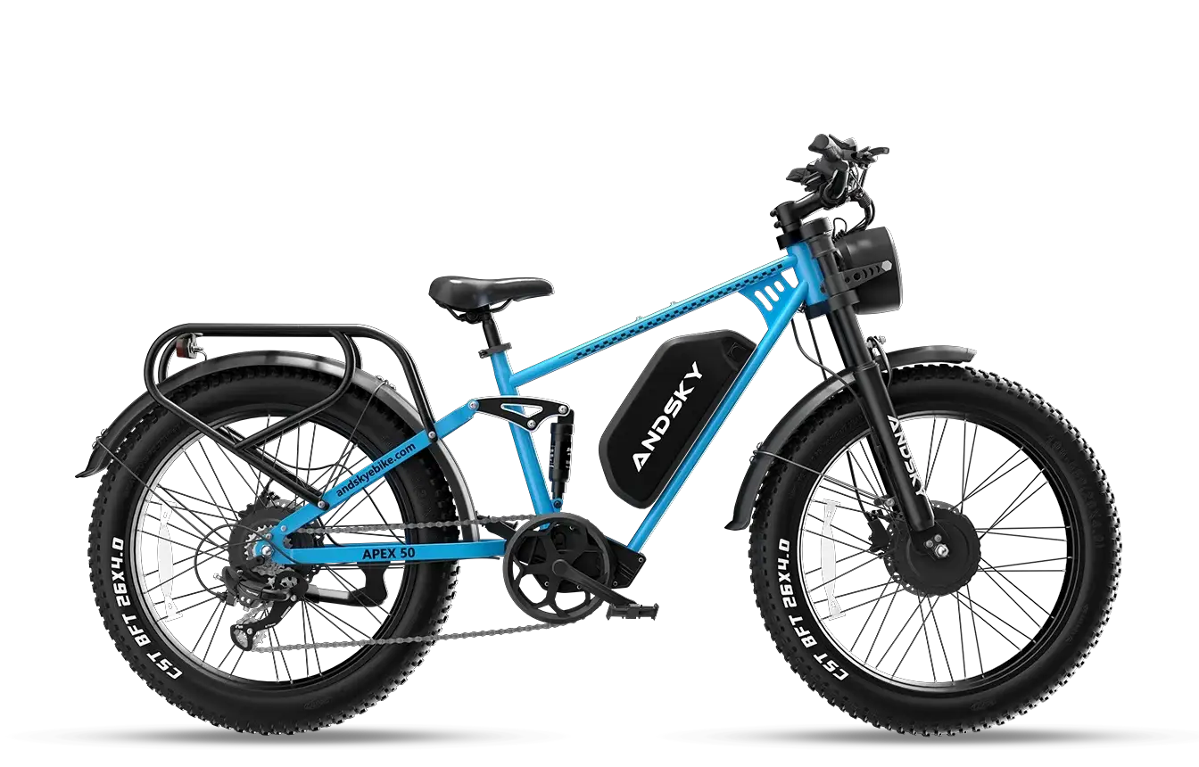 ANDSKY Apex 50 Electric Bicycle 3000W Dual-motor Power 35MPH Top Speed 48V/52V 25Ah Electric Bike Adults 26"x4" All Terrain Fat Tire Full Suspension Hydraulic Brakes City E-bike with 7-Speed Derailleur Gears by Beastly Survival Outlet