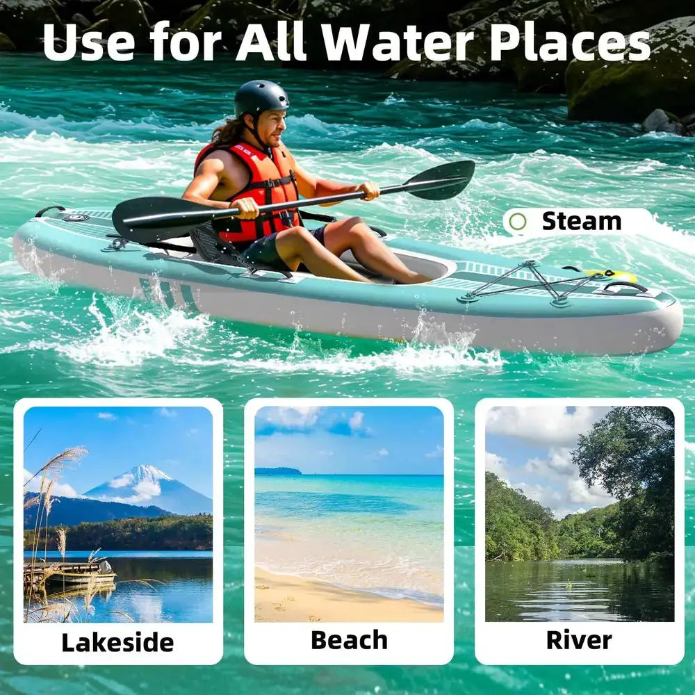 Inflatable Kayak with DropStitch Floor, Lightweight, Portable, Durable Solo Kayak for Fishing, Touring, and Recreational Paddli by Beastly Survival Outlet